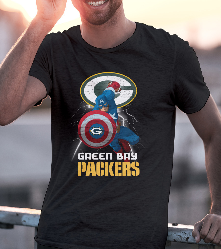 Green Bay Packers Captain America Shield Nfl Crossover T-Shirt