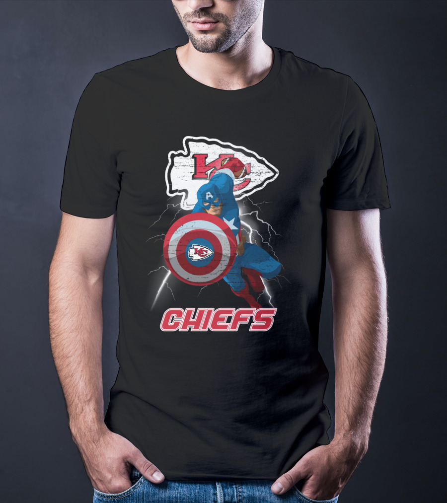 Kansas City Chiefs Captain America Nfl Crossover T-Shirt