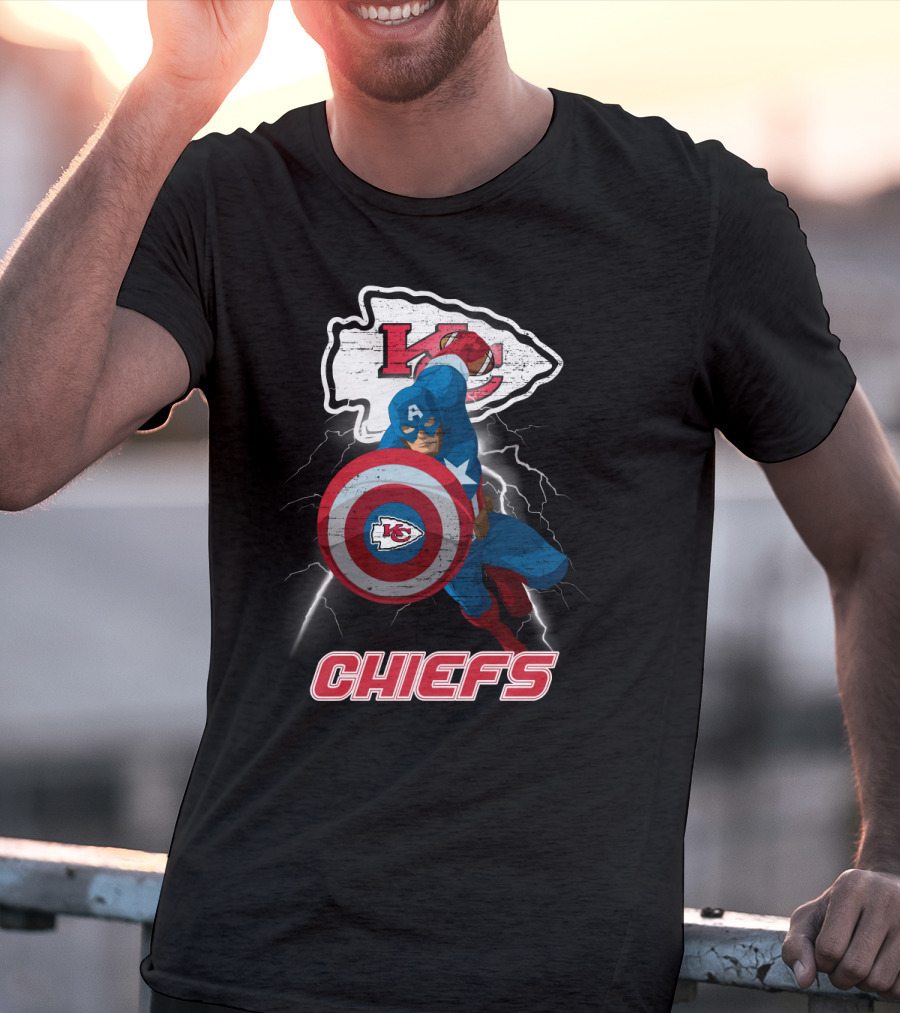 Kansas City Chiefs Captain America Nfl Crossover T-Shirt