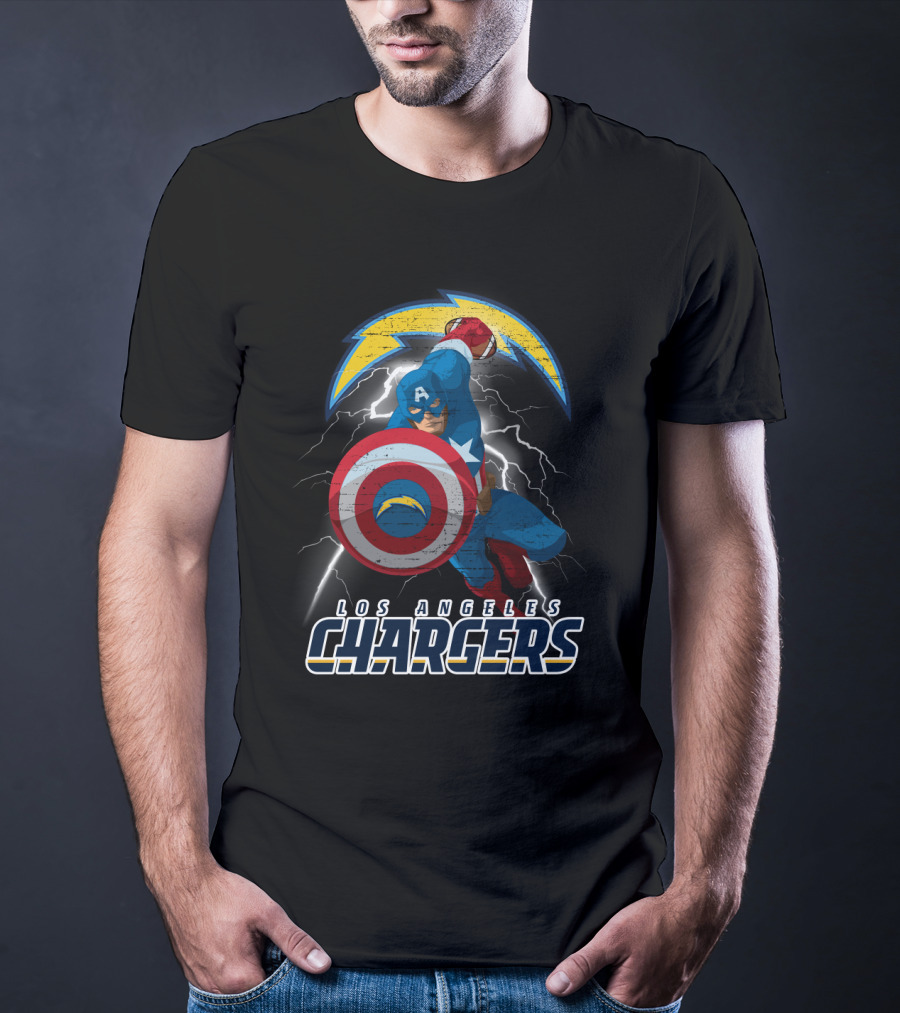 Los Angeles Chargers Captain America Nfl Crossover T-Shirt