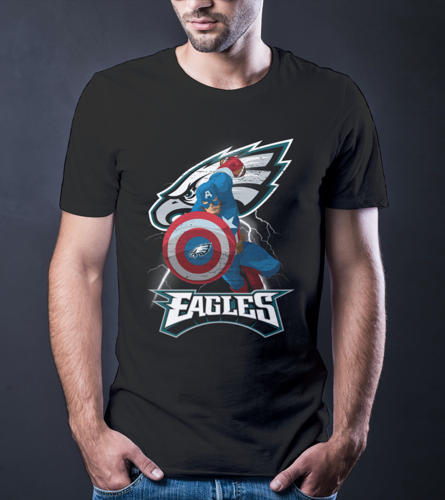 Philadelphia Eagles Captain America Nfl Shield T-Shirt
