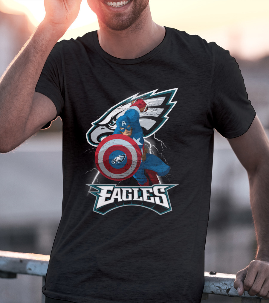 Philadelphia Eagles Captain America Nfl Shield T-Shirt