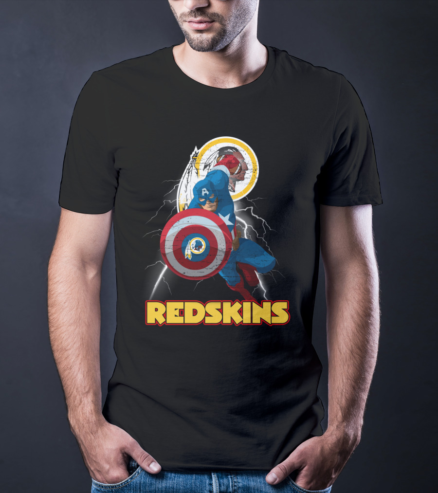 Captain America Redskins Nfl Lightning T-Shirt