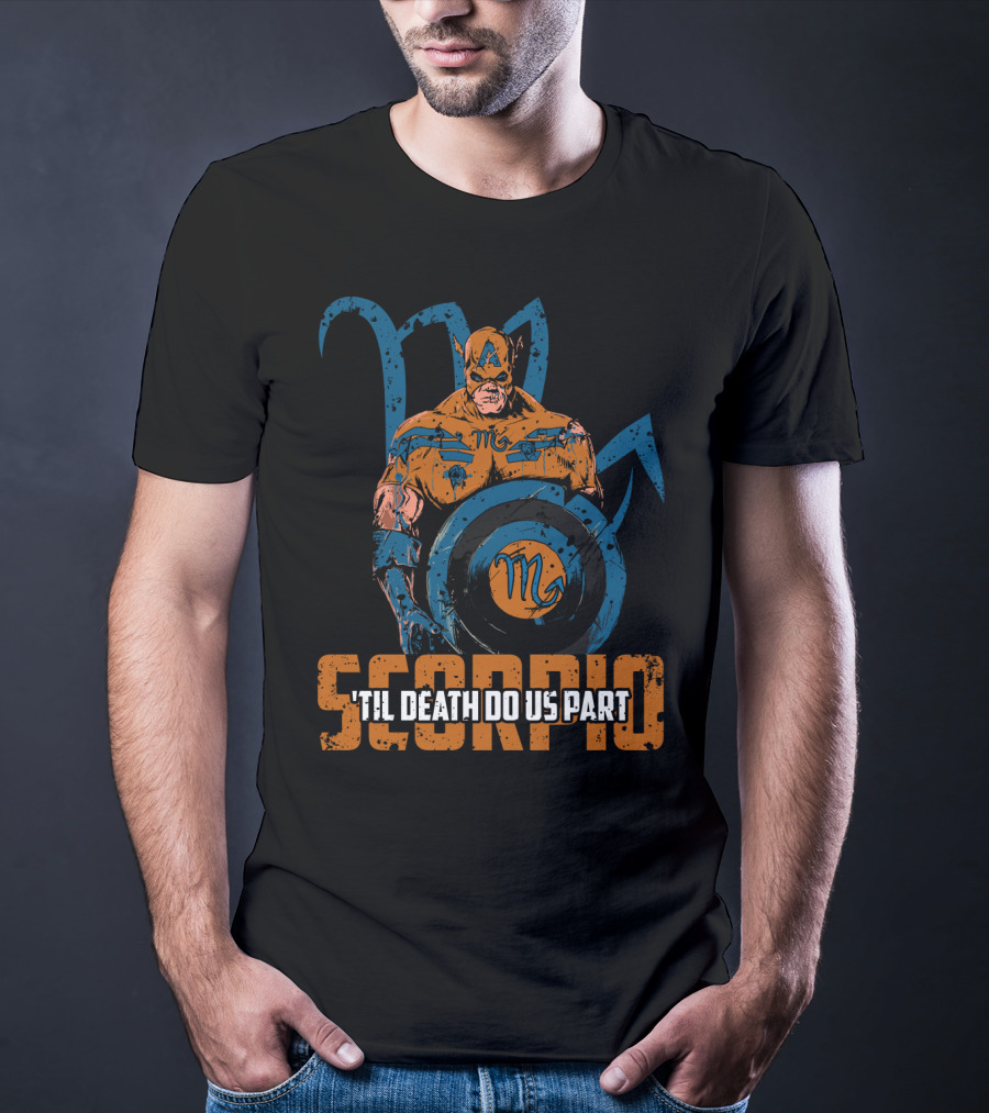 Captain America Scorpio Zodiac Hero 'Til Death Do Us Part Marvel Fans T-Shirt