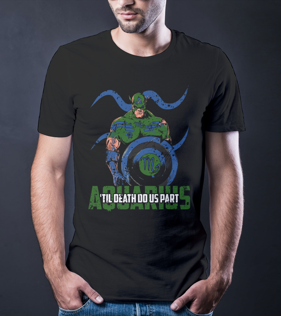 Aquarius Captain American Zombie Marvel Til Death Do Us Part T-Shirt