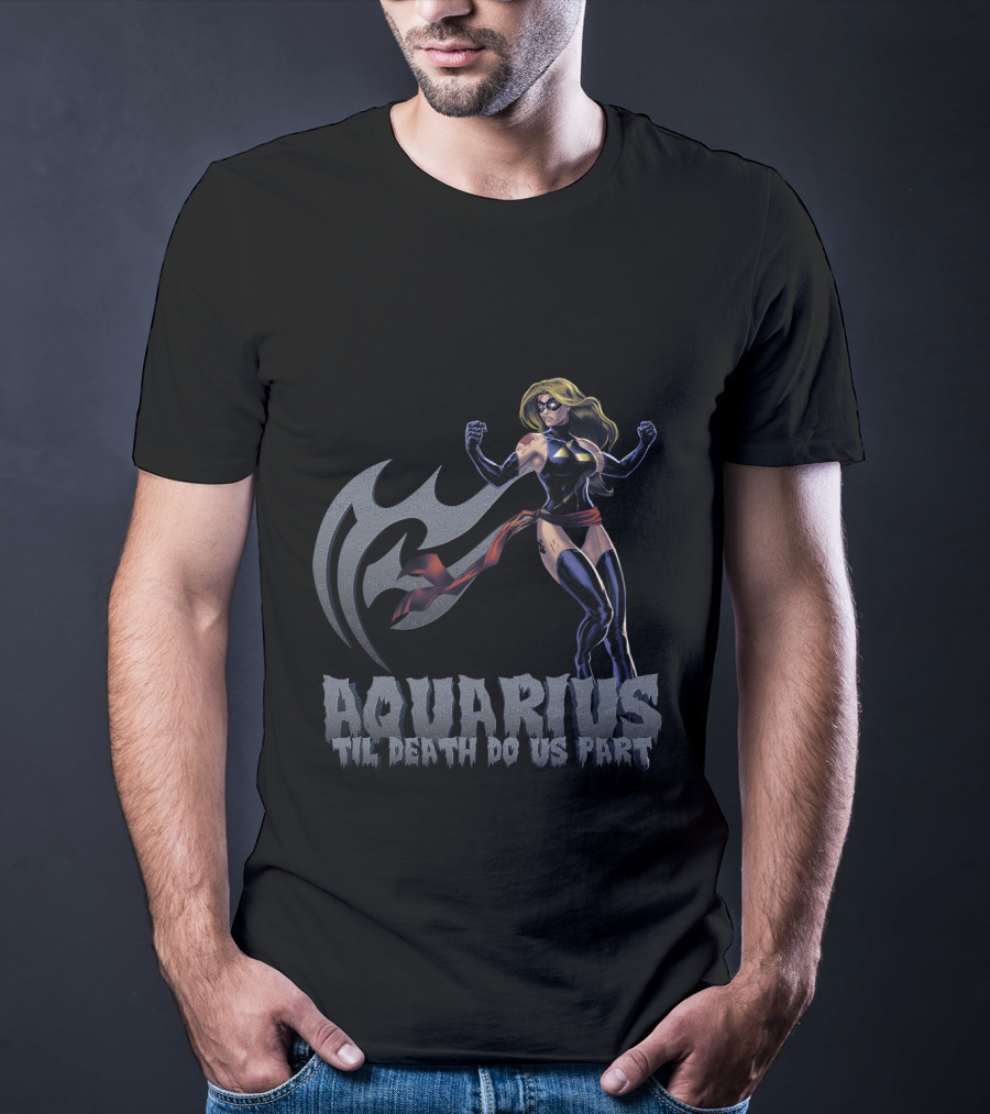 Captain Marvel Aquarius Til Death Do Us Part For Marvel Fans T-Shirt