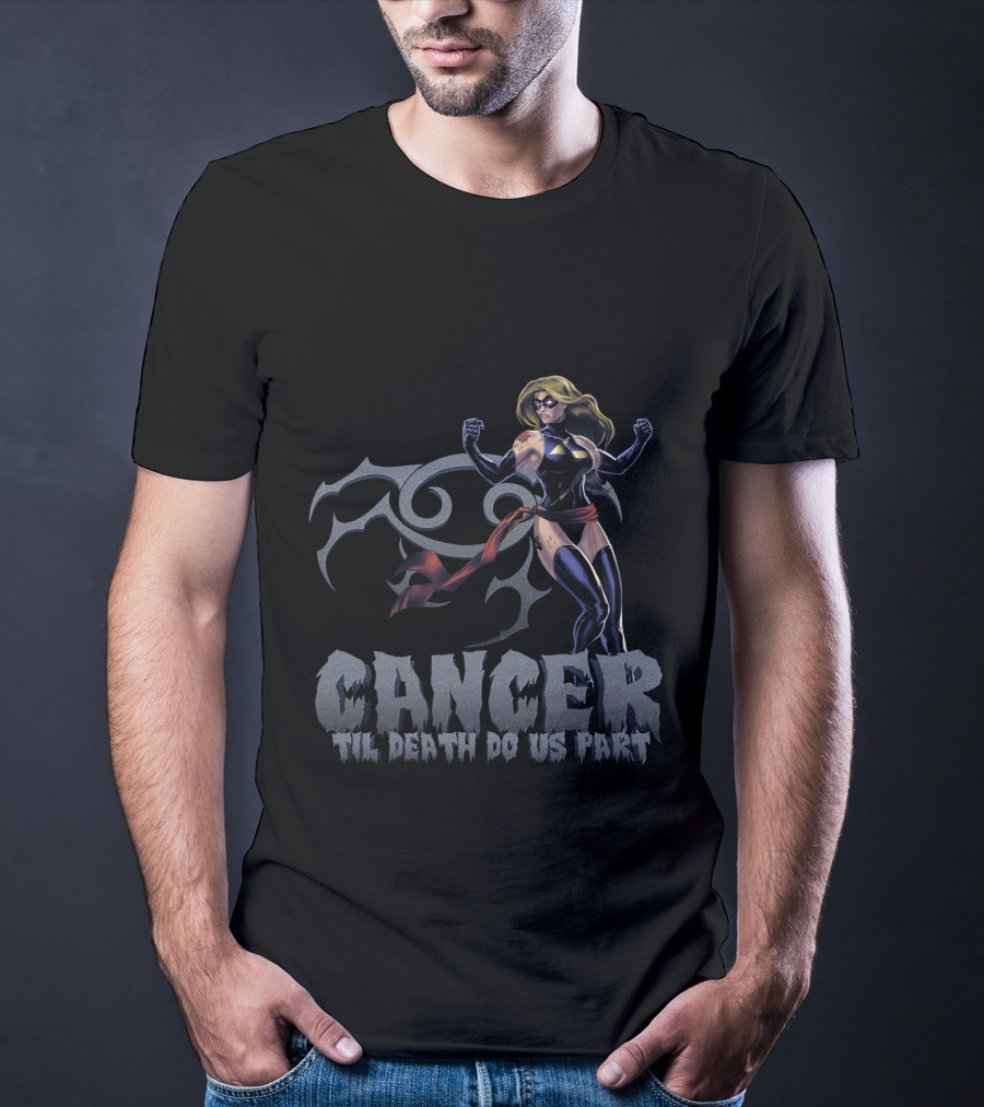 Cancer Til Death Do Us Part Captain Marvel Inspired Marvel Fans T-Shirt