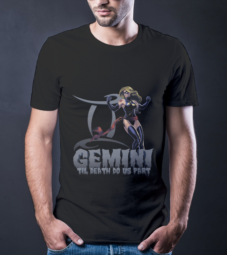 Gemini Til Death Do Us Part Captain Marvel Fans T-Shirt
