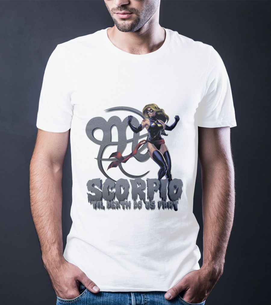 Captain Marvel Scorpio Til Death Do Us Part T-Shirt