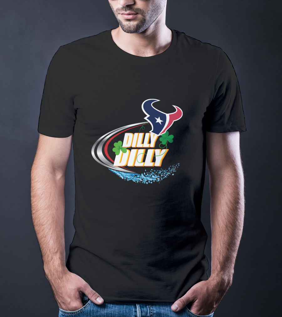 Dilly Dilly Dilly Dilly Houston Texans Logo Shamrock Wave T-Shirt