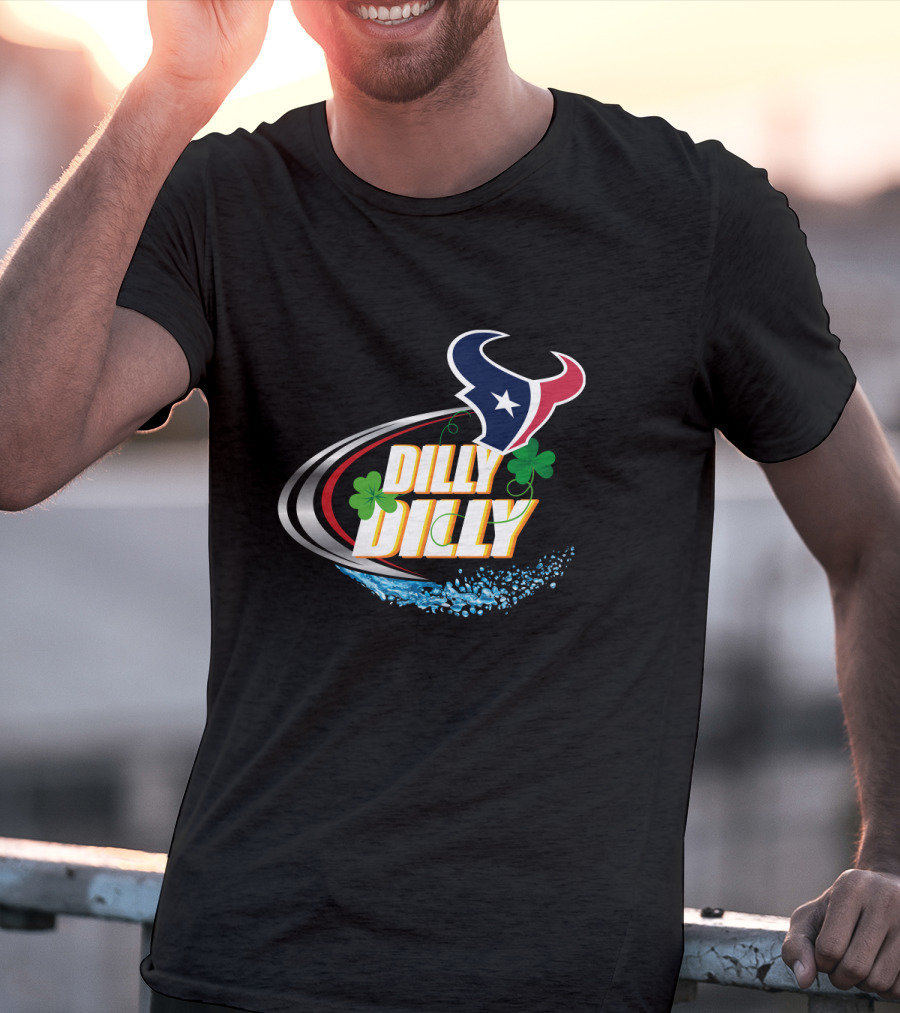 Dilly Dilly Dilly Dilly Houston Texans Logo Shamrock Wave T-Shirt