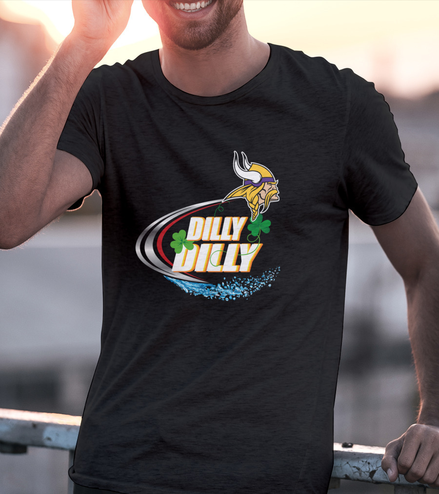 Dilly Dilly Minnesota Vikings Logo With Shamrocks And Water Splash T-Shirt
