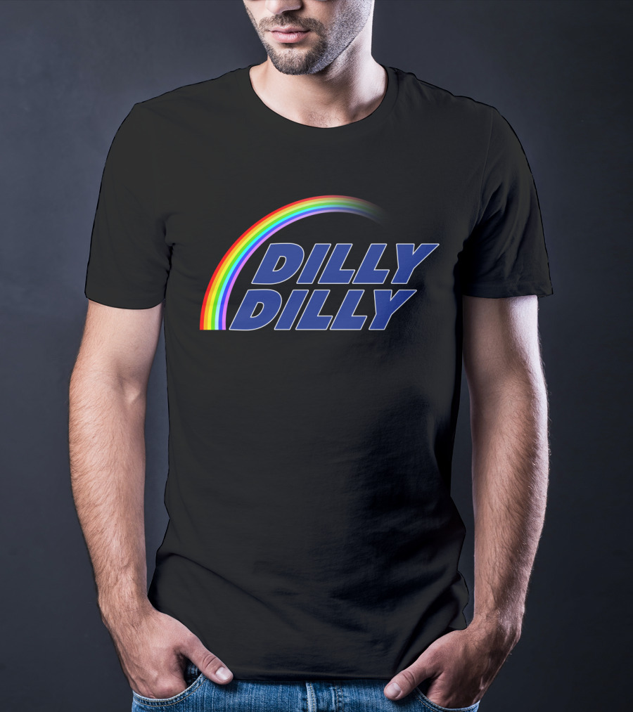 Dilly Dilly Rainbow Text With Multicolored Arch T-Shirt