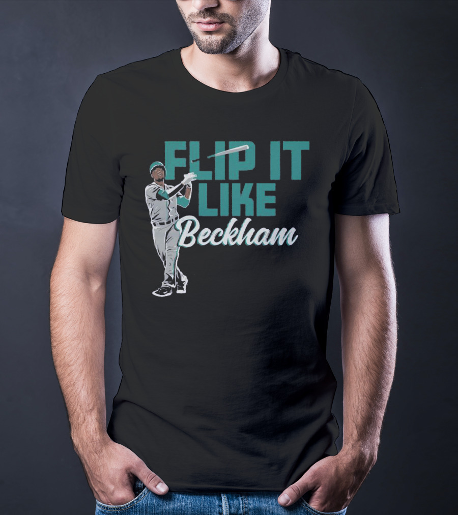 Baseball Bat Flip It Like Beckham Seattle Mariners Fans T-Shirt