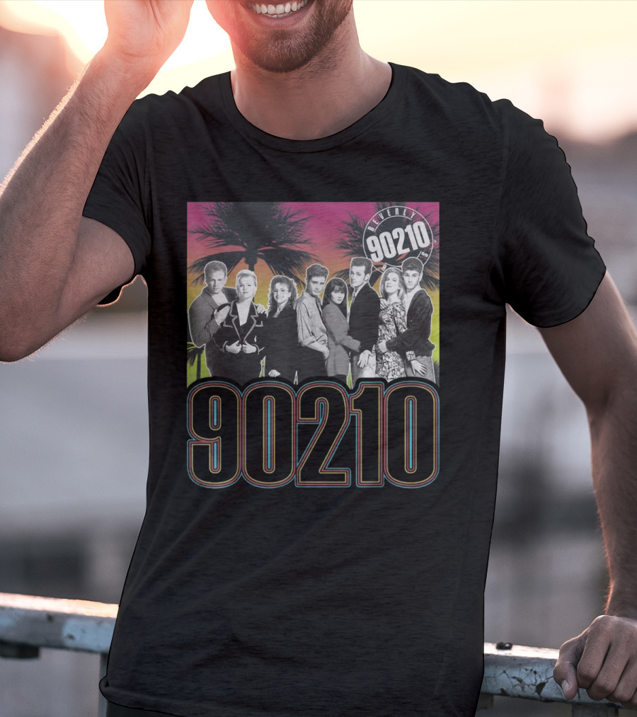 Beverly Hills 90210 Cast With Palm Trees Retro Style 90s Vibe T-Shirt