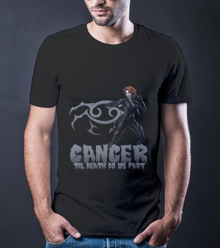 Cancer Til Death Do Us Part Black Widow Marvel Fans T-Shirt