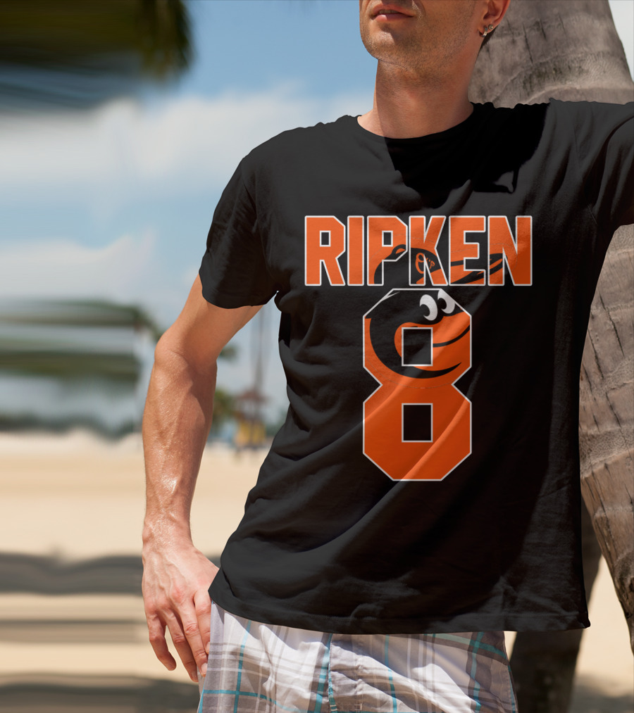 Ripken 8 Baltimore Orioles Cal Ripken Jr Majestic Baseball Number T-Shirt