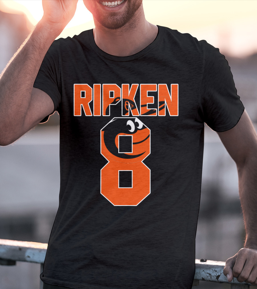 Ripken 8 Baltimore Orioles Cal Ripken Jr Majestic Baseball Number T-Shirt
