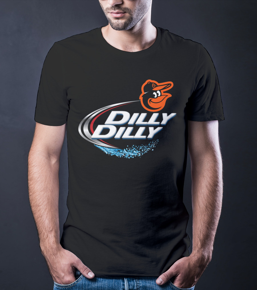 Baltimore Orioles Dilly Dilly Logo With Orioles Mascot And Water Splash Elements T-Shirt