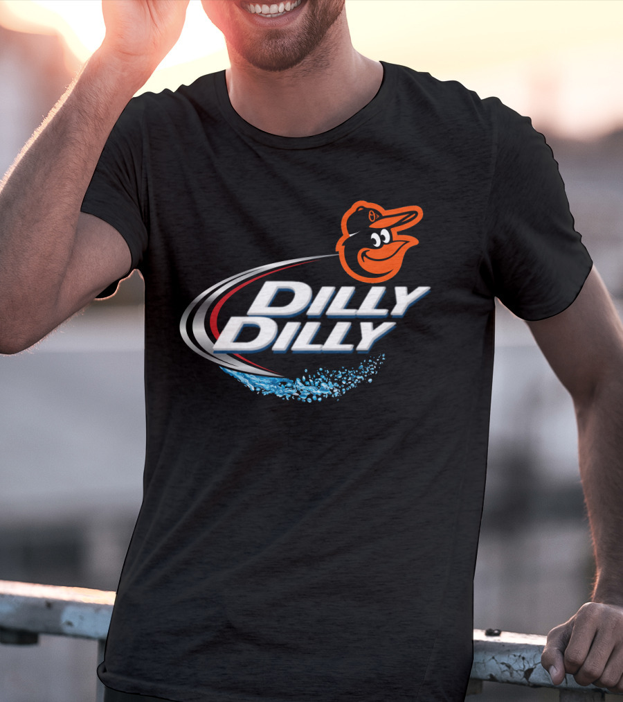 Baltimore Orioles Dilly Dilly Logo With Orioles Mascot And Water Splash Elements T-Shirt
