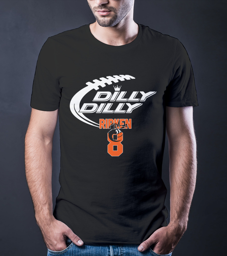 Baltimore Orioles Ripken 8 Dilly Dilly Football Crown T-Shirt