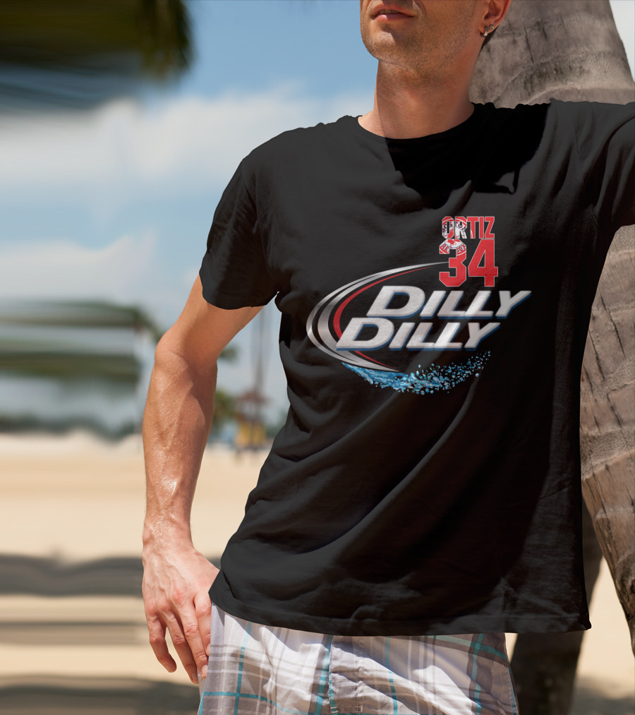 Boston Red Sox Ortiz 34 Dilly Dilly Majestic T-Shirt