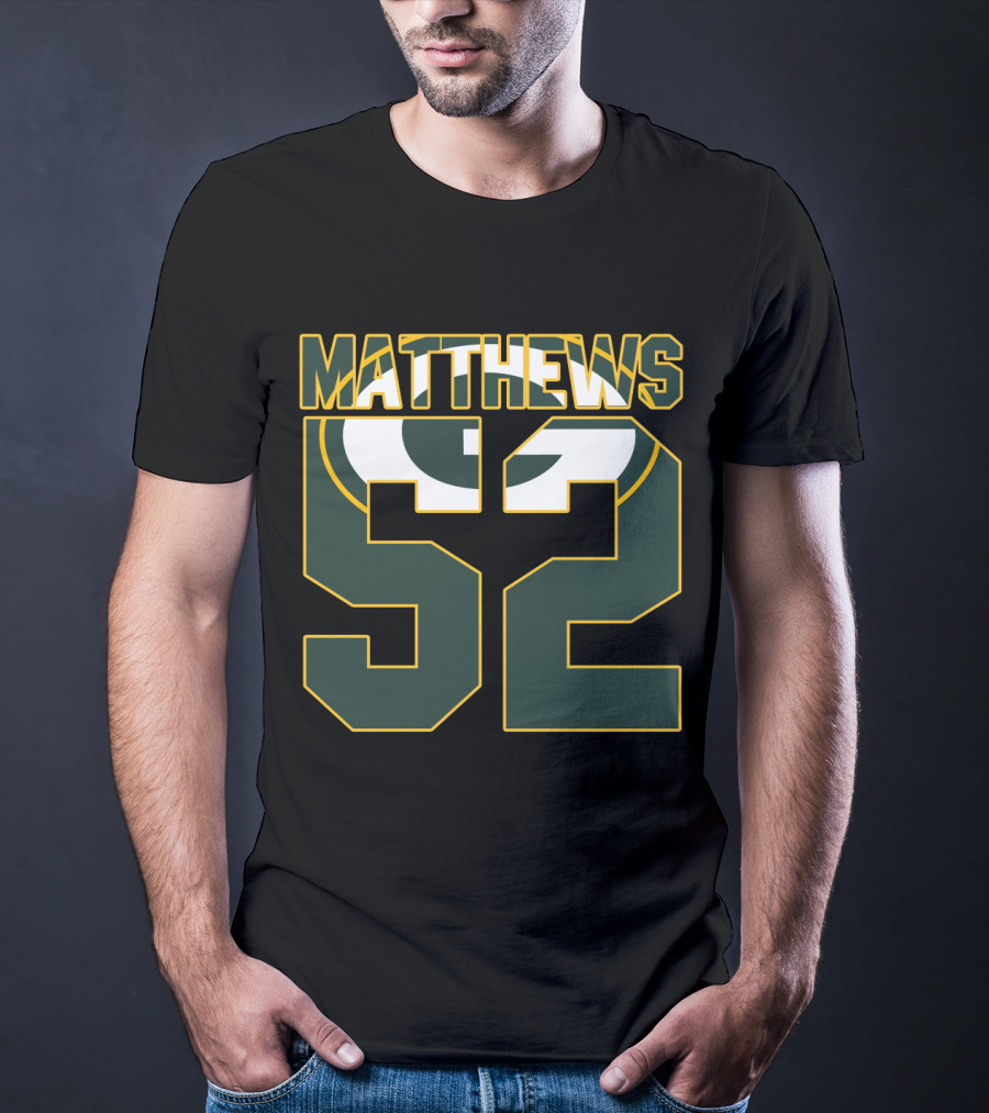 Green Bay Packers Matthews 52 Logo Jersey T-Shirt