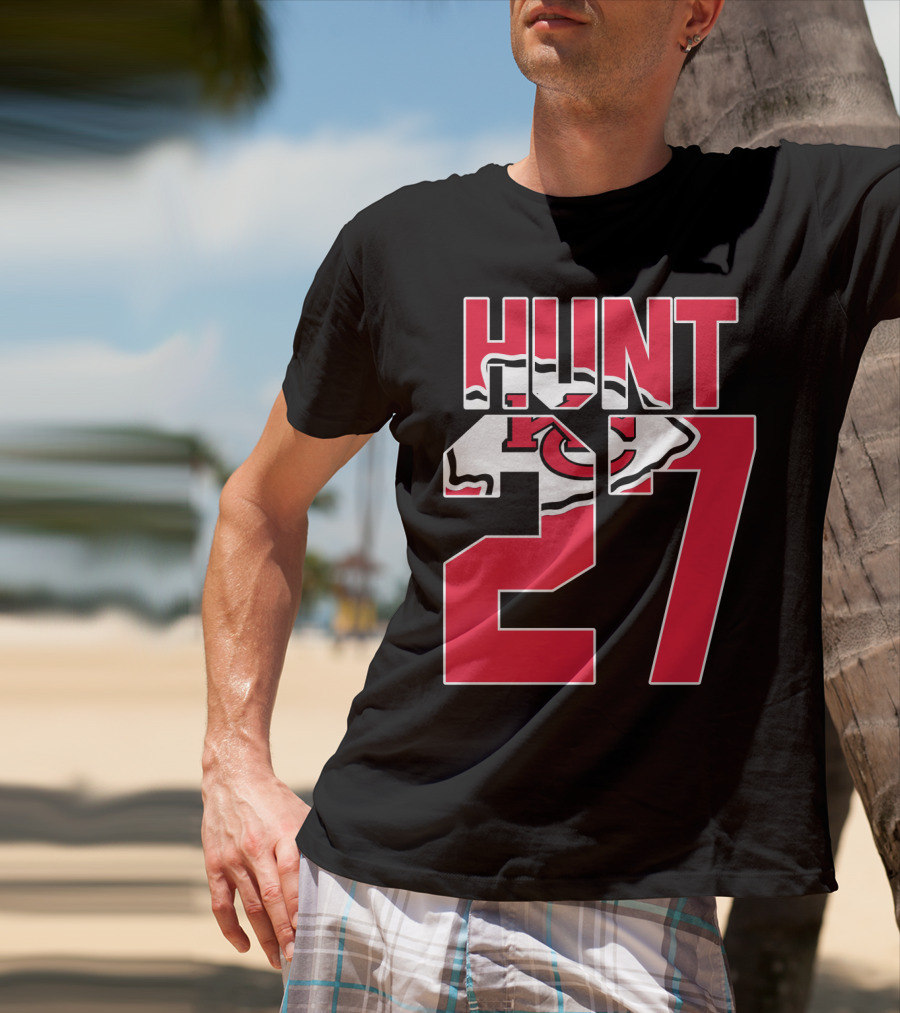 Hunt 27 Kansas City Chiefs Logo Kareem Hunt Game Jersey T-Shirt