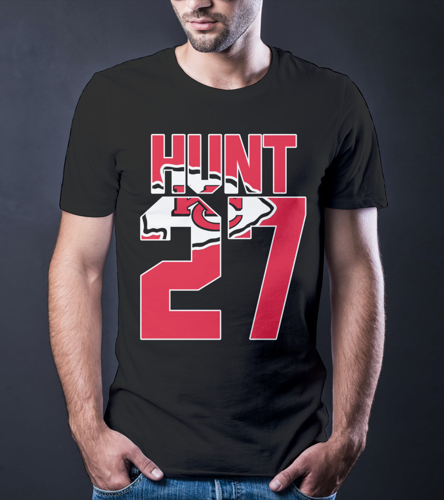 Hunt 27 Kansas City Chiefs Logo Kareem Hunt Game Jersey T-Shirt