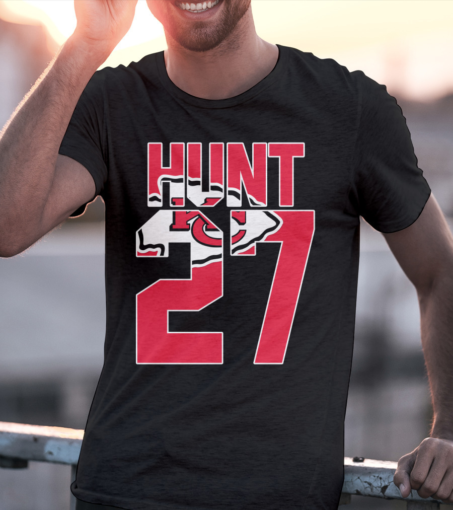 Hunt 27 Kansas City Chiefs Logo Kareem Hunt Game Jersey T-Shirt