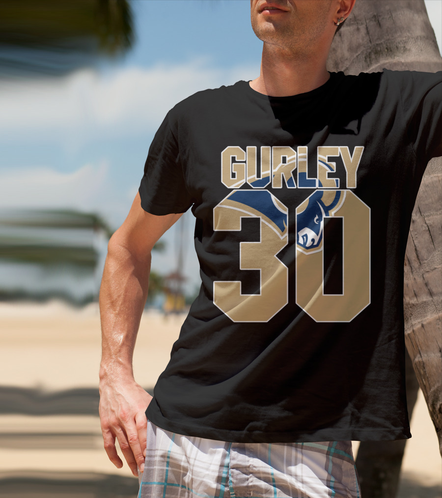 Gurley 30 Los Angeles Rams Logo Jersey T-Shirt