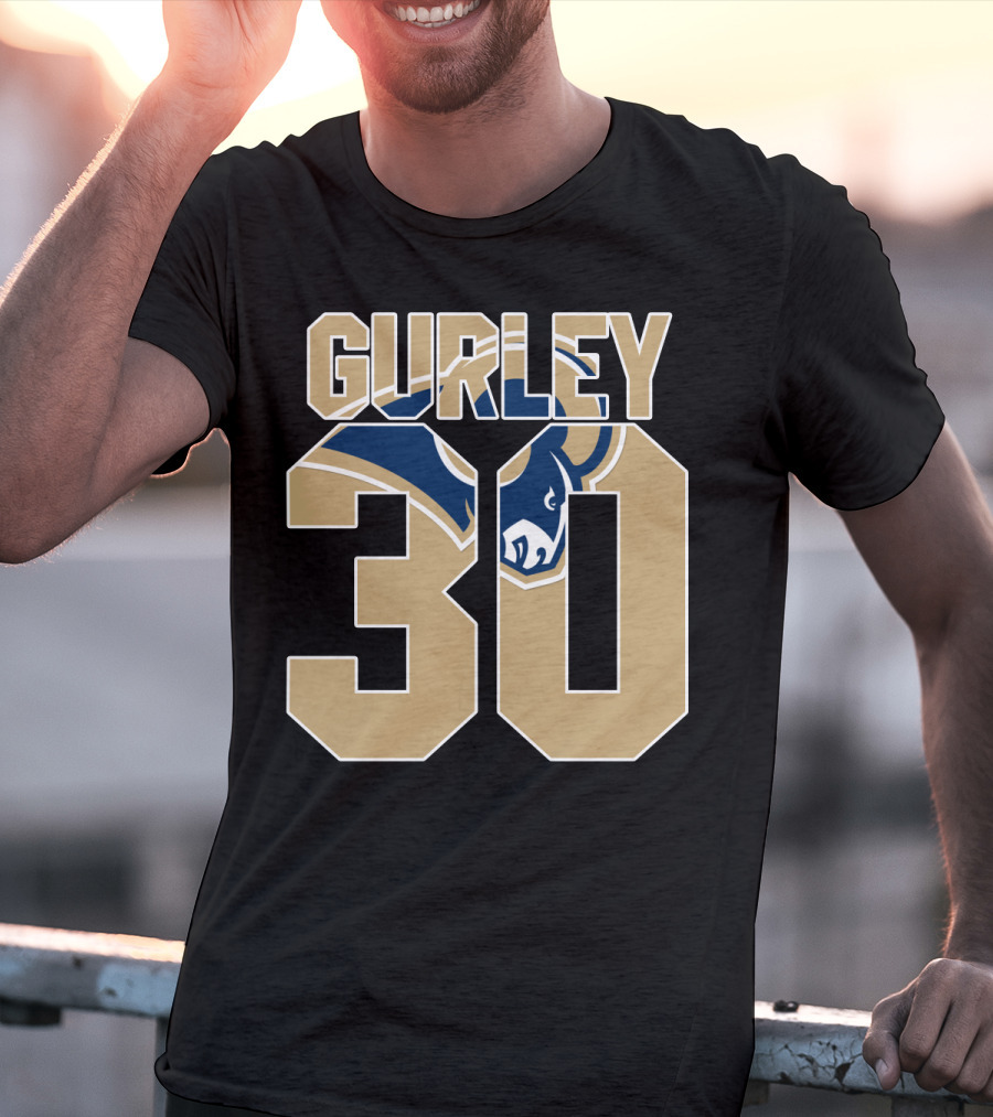 Gurley 30 Los Angeles Rams Logo Jersey T-Shirt
