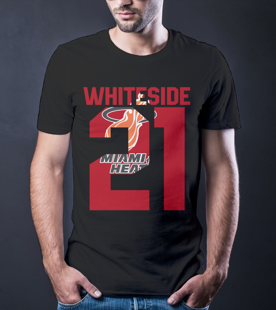 Whiteside 21 Miami Heat Iconic Basketball Tribute T-Shirt