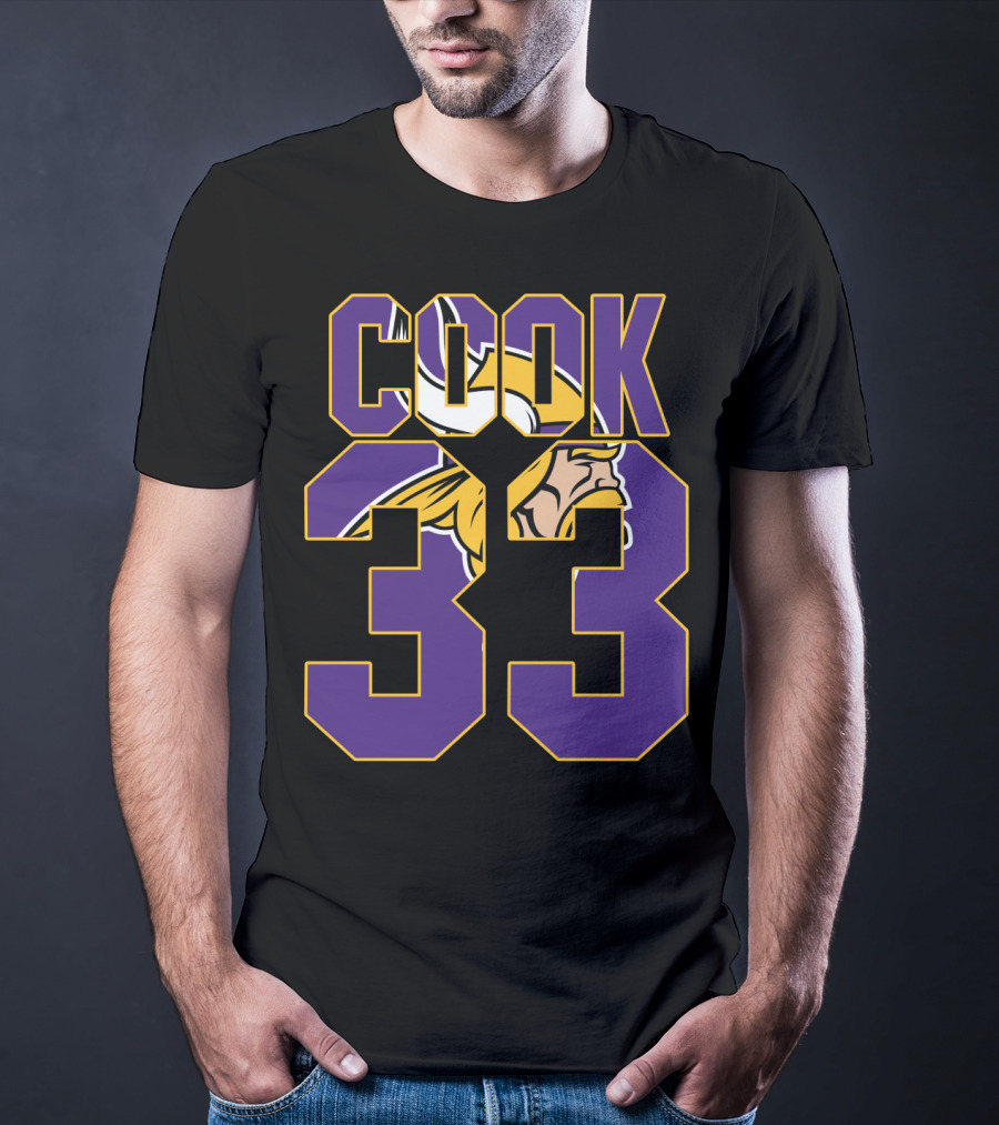 Minnesota Vikings Dalvin Cook 33 Viking Head Logo Jersey T-Shirt
