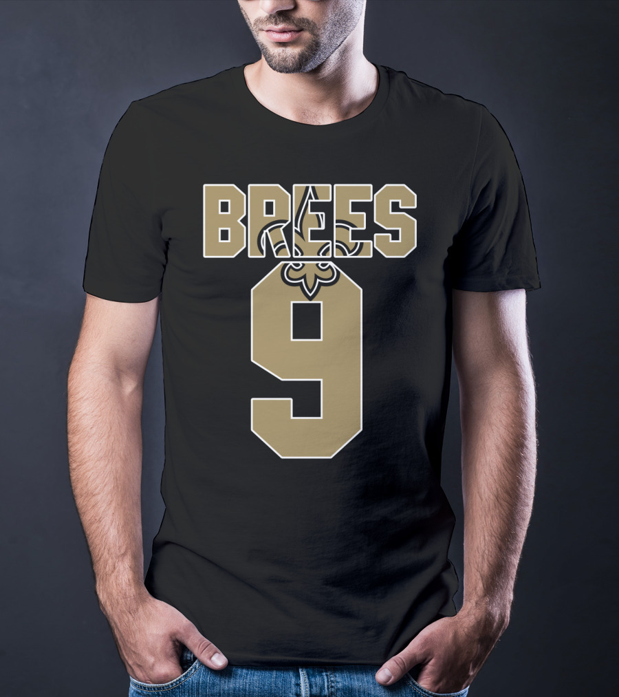 New Orleans Saints Drew Brees 9 Fleur-De-Lis Jersey T-Shirt