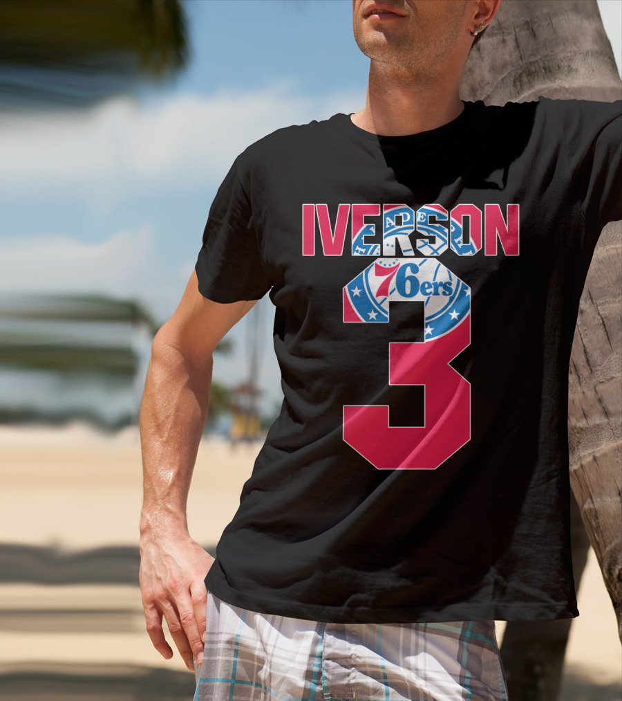 Philadelphia 76ers Allen Iverson 3 Logo Nba T-Shirt