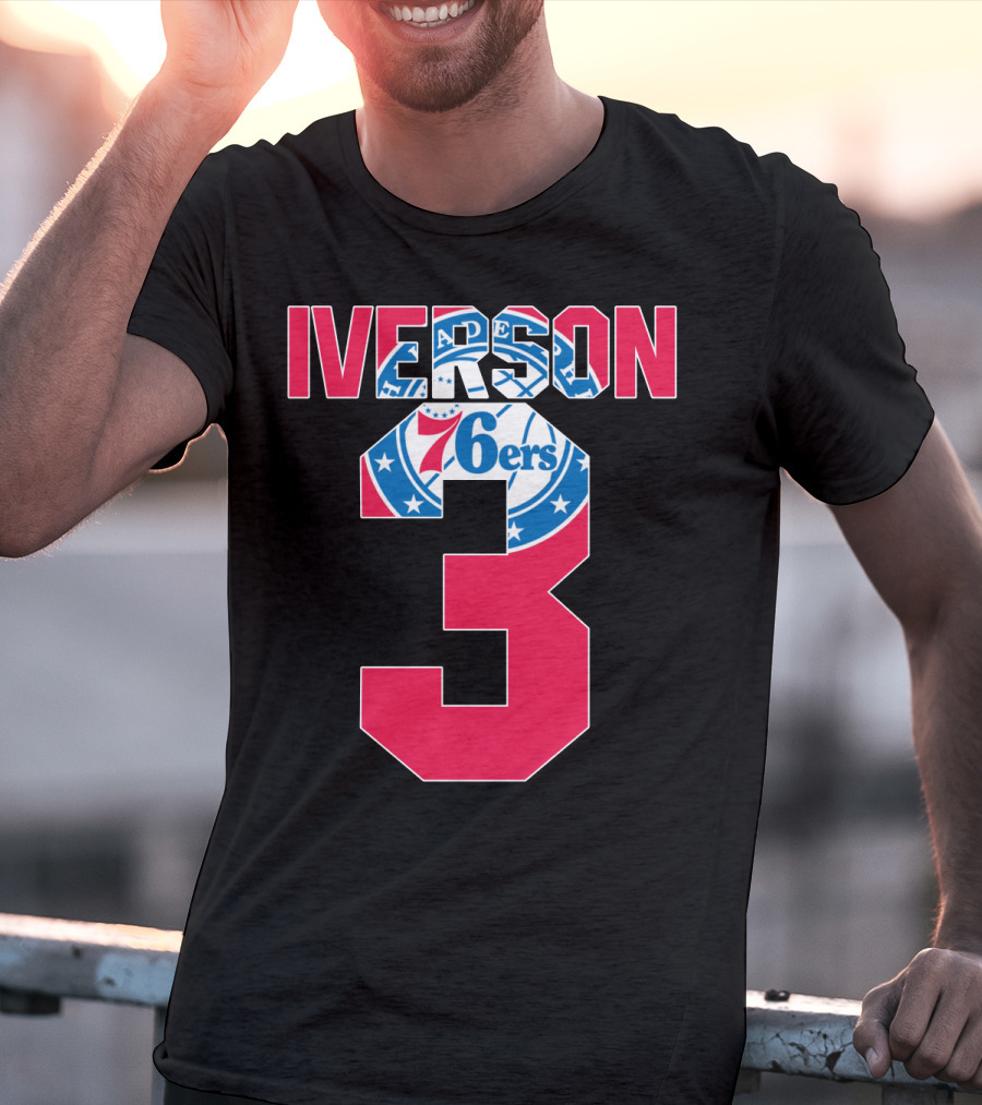 Philadelphia 76ers Allen Iverson 3 Logo Nba T-Shirt