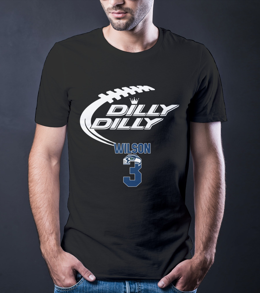 Seattle Seahawks Wilson Dilly Dilly Football Crown T-Shirt