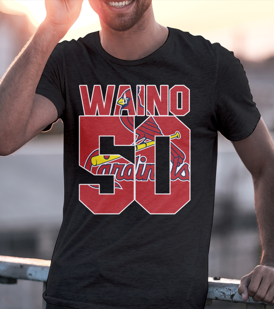 Waino 50 St. Louis Cardinals Iconic Logo Adam Wainwright T-Shirt