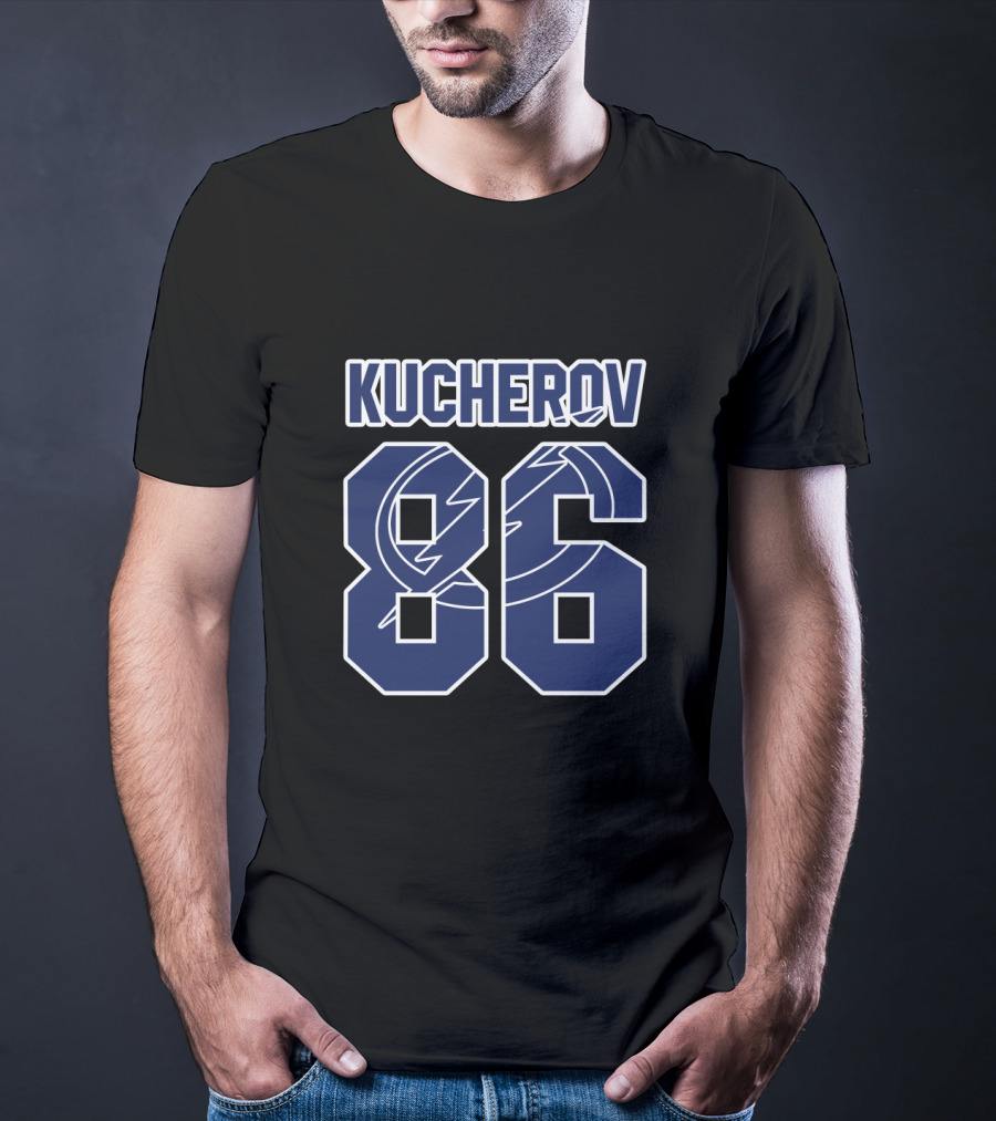 Kucherov 86 Tampa Bay Lightning NHL Bold Blue Numbers With Team T-Shirt