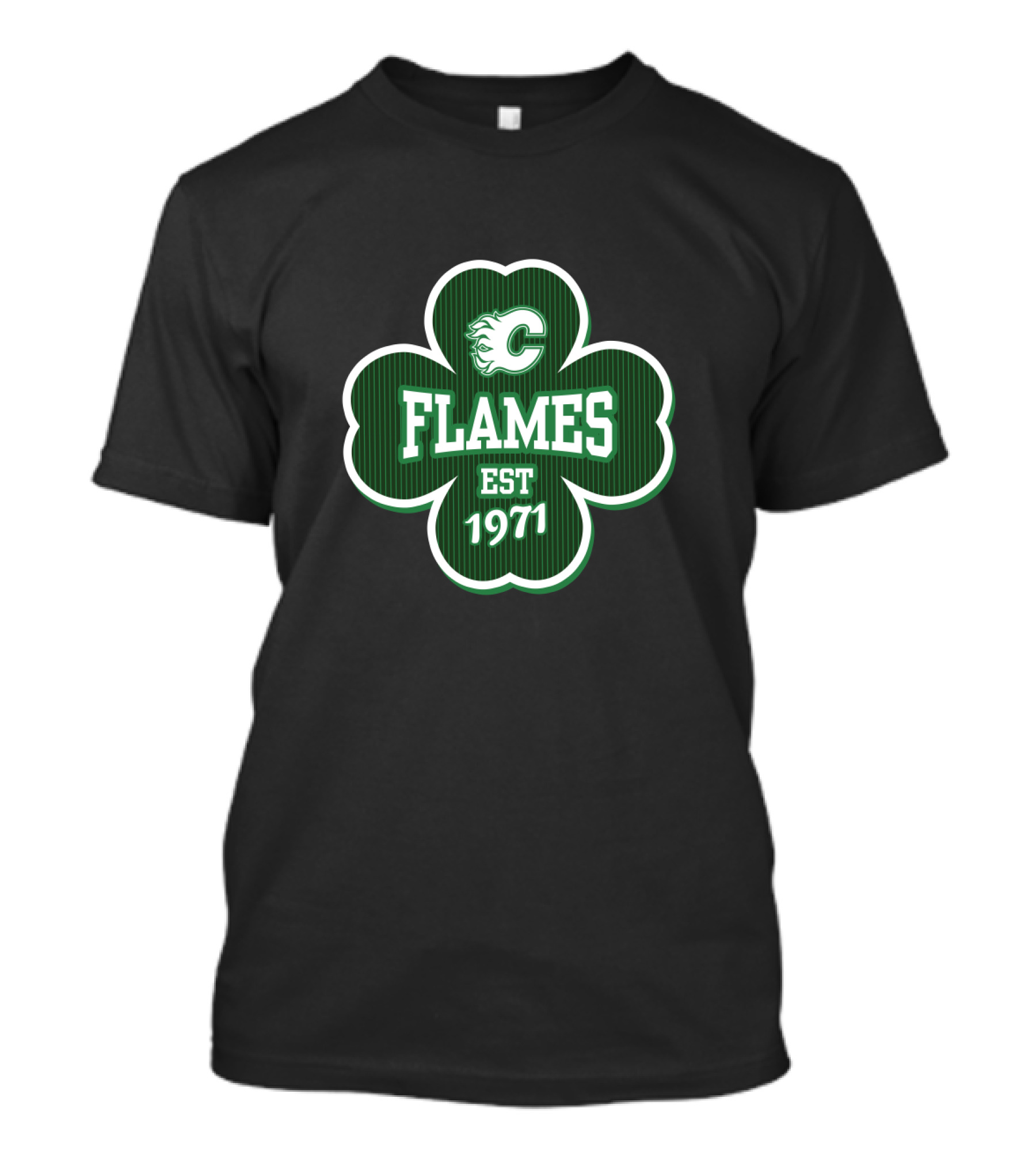 Calgary Flames St Patrick's Day Shamrock Logo Est 1971 T-Shirt
