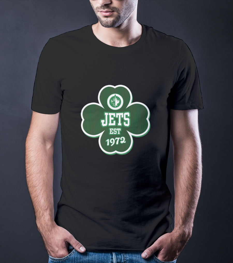 Winnipeg Jets Shamrock Green Emblem Est 1972 T-Shirt