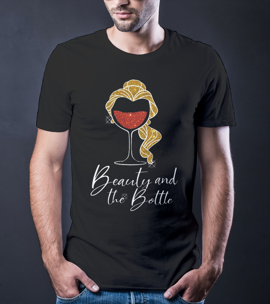 Beauty And The Bottle Sparkling Wine Lover's Glam T-Shirt