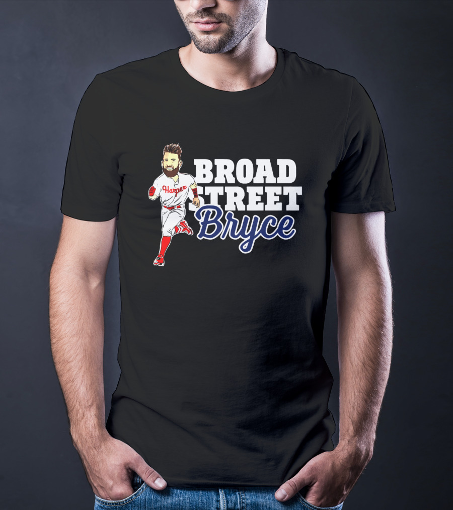 Broad Street Bryce Harper Phillies Baseball Running T-Shirt