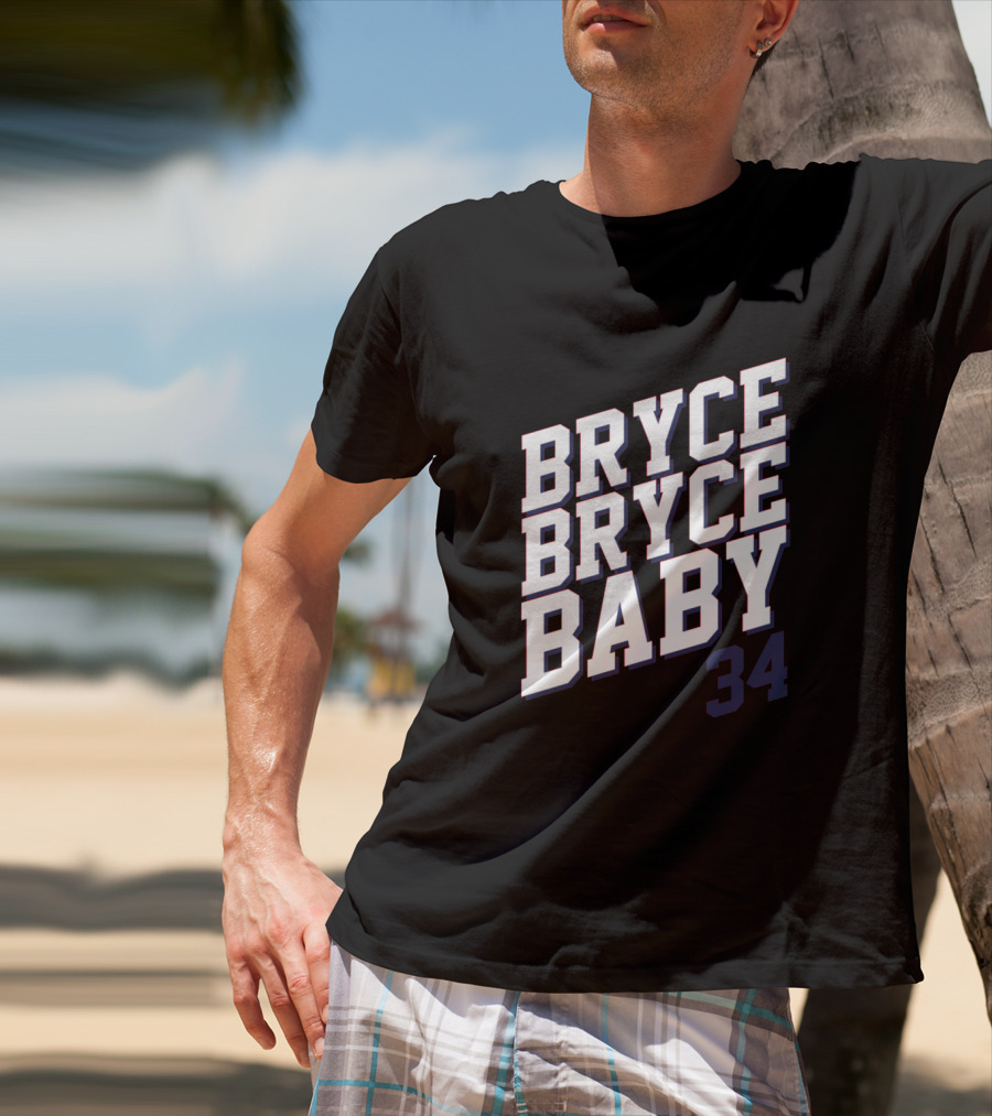 Bryce Bryce Baby 34 Sports Reference Tee Featuring Athlete Number T-Shirt