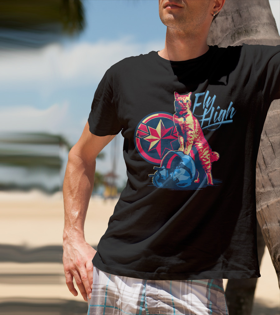 Captain Marvel Goose Fly High Star Emblem Pilot Helmet T-Shirt