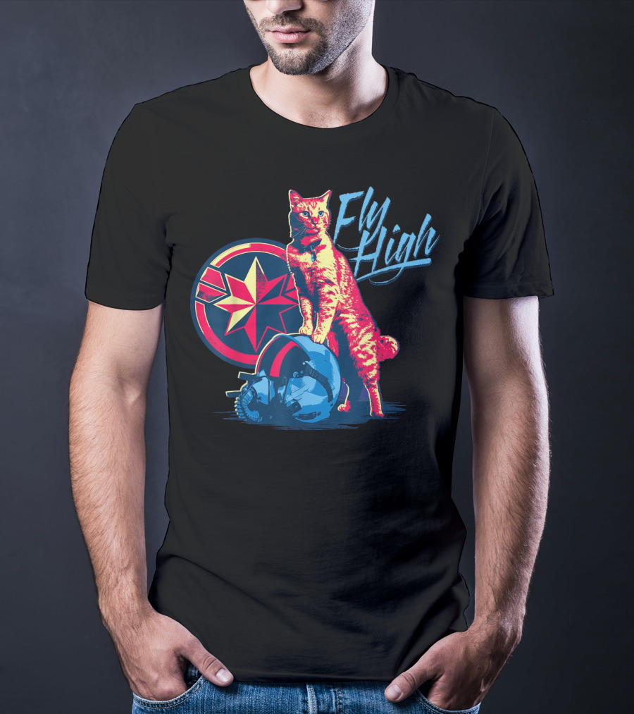 Captain Marvel Goose Fly High Star Emblem Pilot Helmet T-Shirt