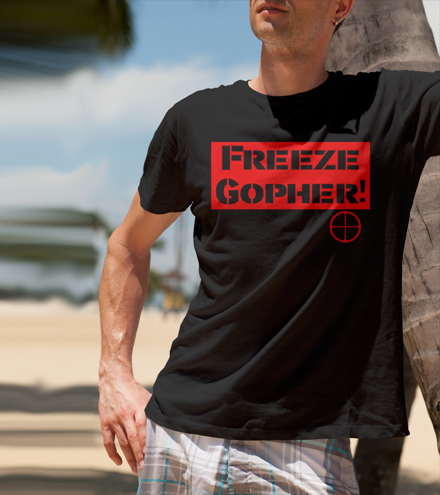 Freeze Gopher Red Stencil With Crosshair Target T-Shirt
