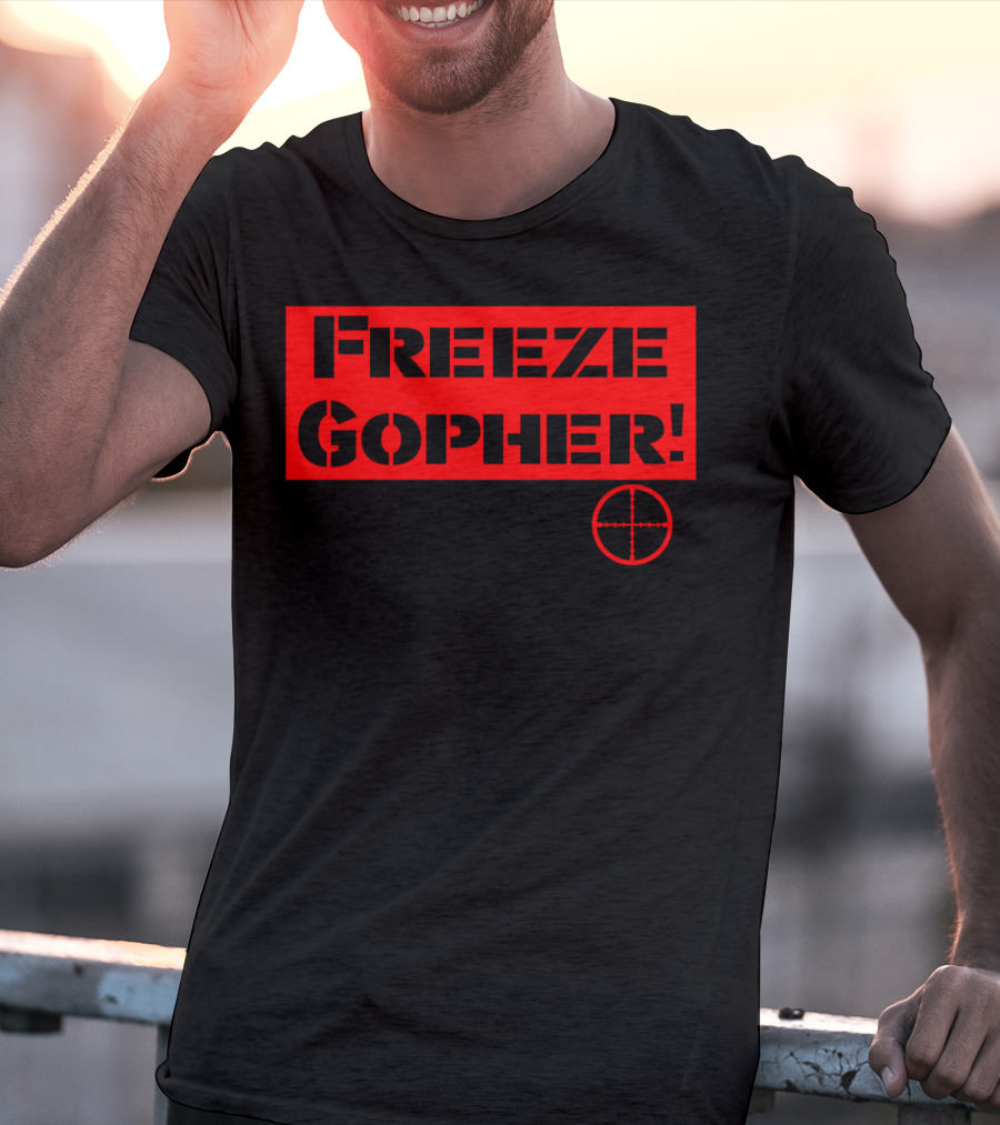 Freeze Gopher Red Stencil With Crosshair Target T-Shirt