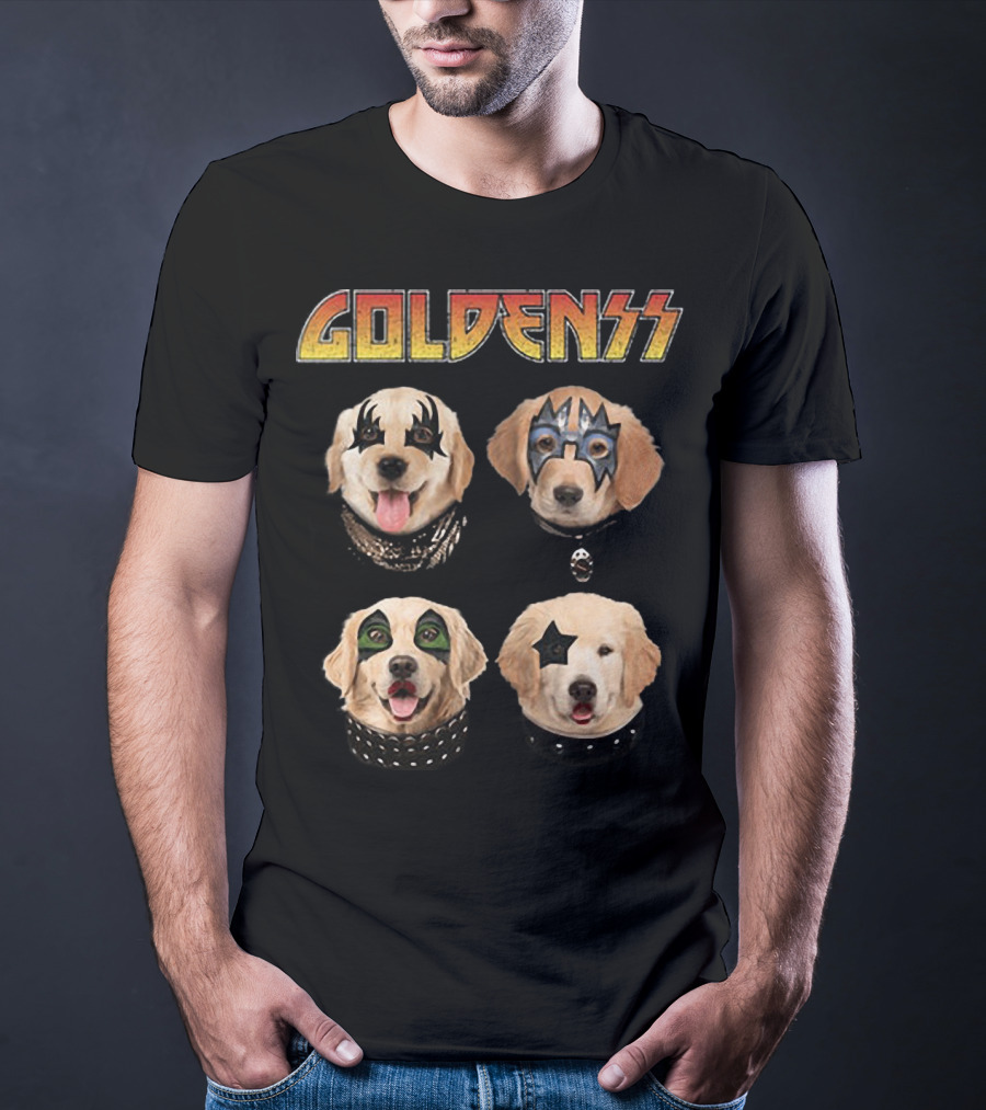 GOLDENSS With Dogs In Iconic Rock Band Makeup Styles T-Shirt